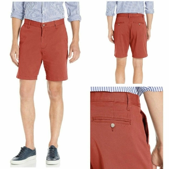 Roundtree & Yorke Vibrant Orange Flat Front Shorts - Picture 7 of 8